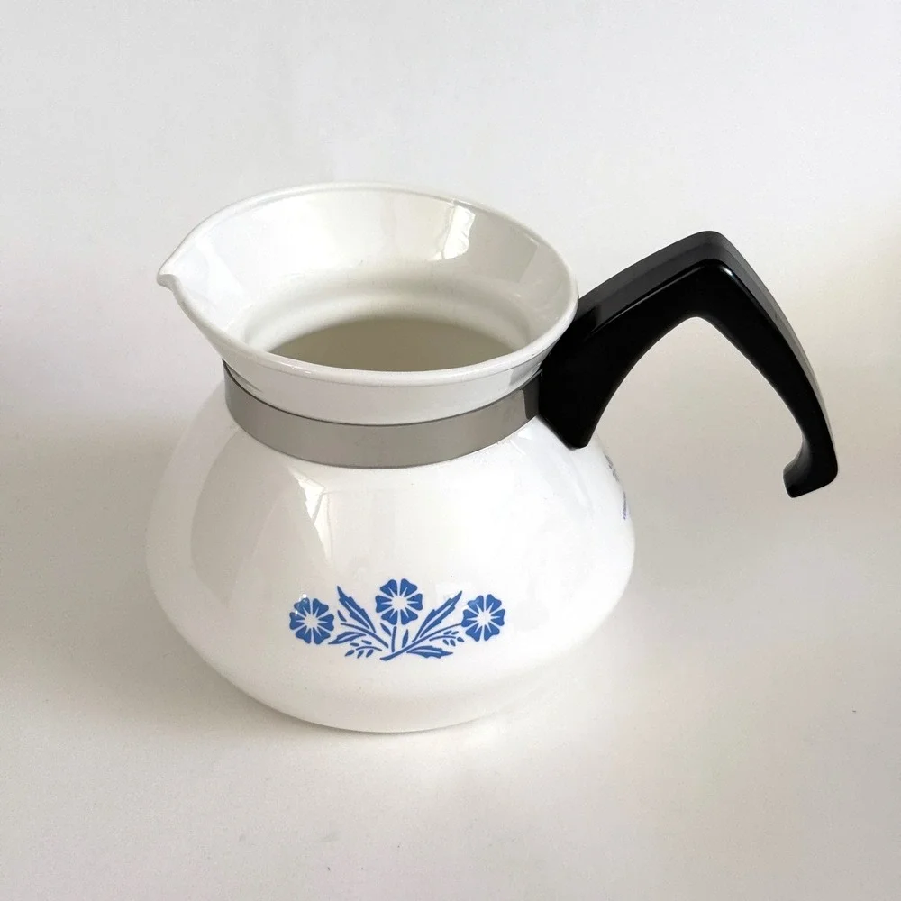 Vintage Corning Ware Blue Cornflower 3 Cup Coffee Teapot Kettle w/Lid